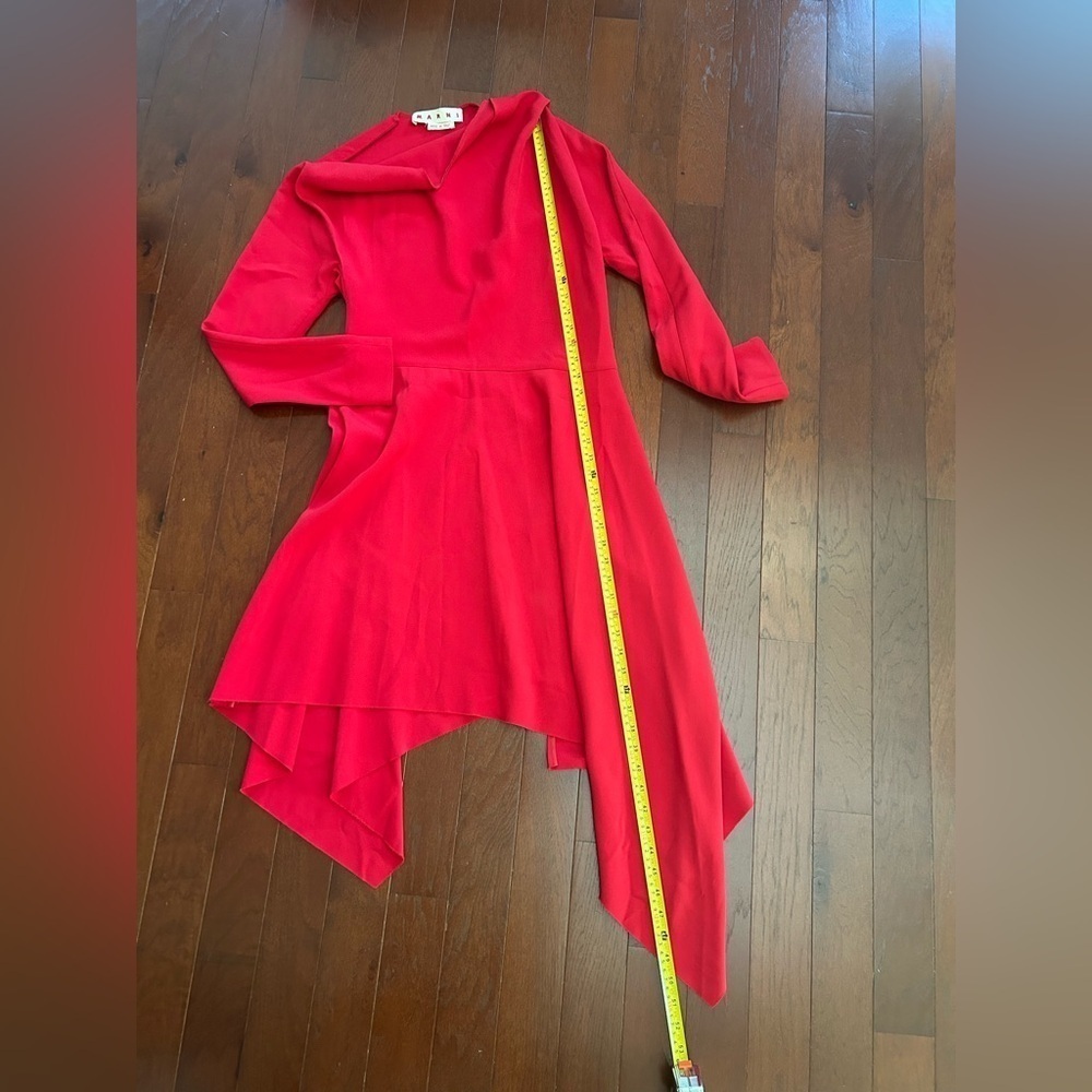 Marn Asymmetrical ALine Dress Red Midi made in Italy retail over $1500 size M - Picture 7 of 12